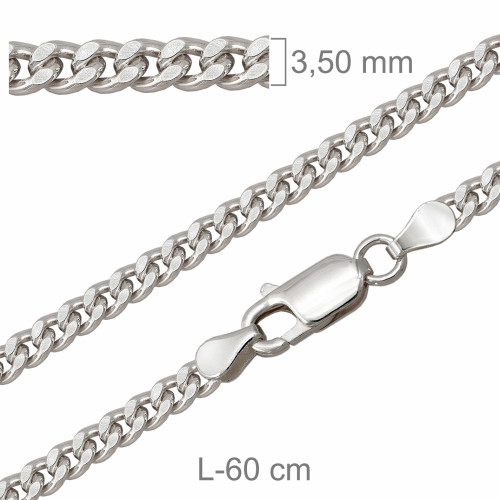 CADENA PLATA BARBADA LAPIDADA 100X60CM