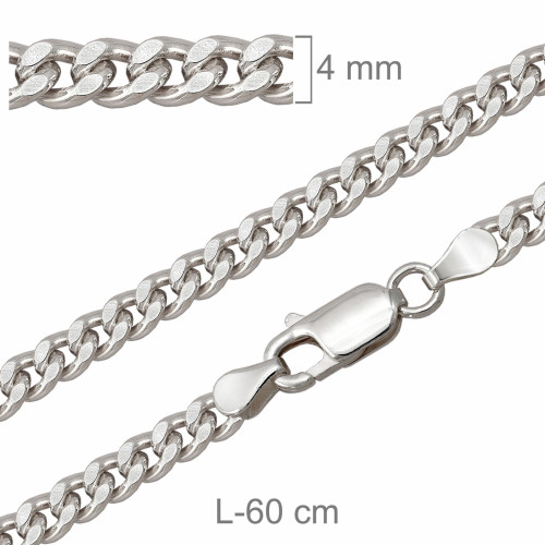 CADENA PLATA BARBADA LAPIDADA 120X60CM