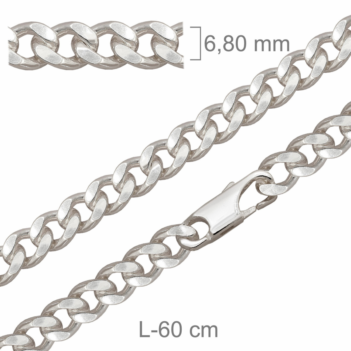 CADENA PLATA BARBADA LAPIDADA PISADA 175X60CM