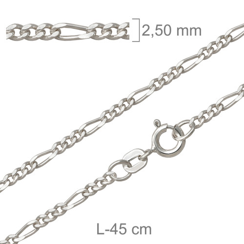 CADENA PLATA BARBADA PROGRAMADA 70X45CM