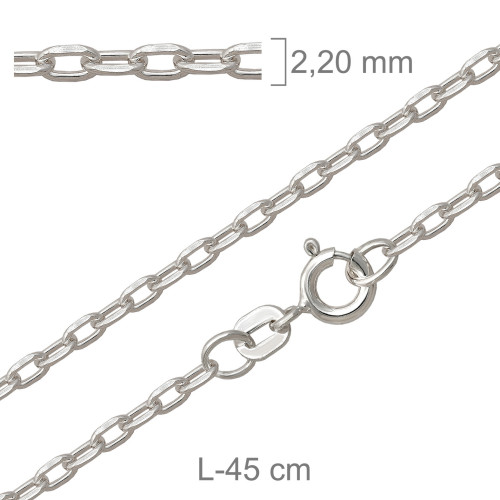 CADENA PLATA FORZADA LAPIDADA 60X45CM