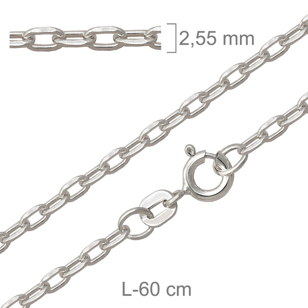 CADENA PLATA FORZADA LAPIDADA 70X60CM