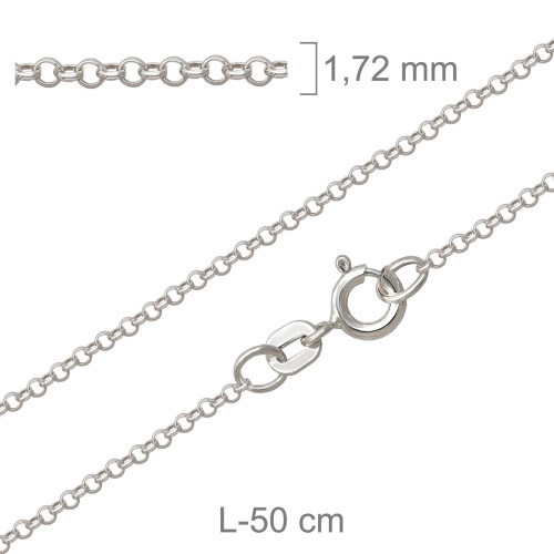 CADENA PLATA ROLO DIAMANTADA 50X50CM