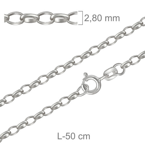 CADENA PLATA ROLO OVAL 68X50CM