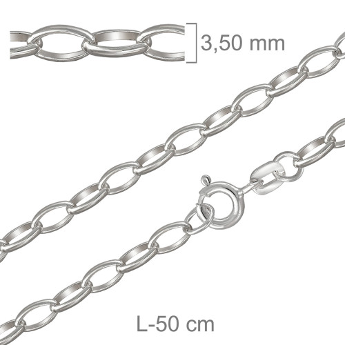 CADENA PLATA ROLO OVAL 71X50CM
