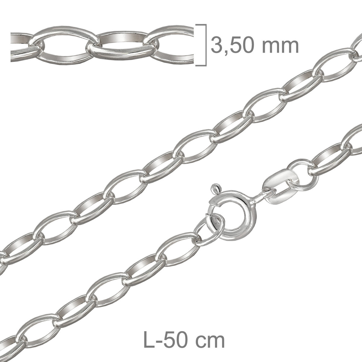 CADENA PLATA ROLO OVAL 71X50CM