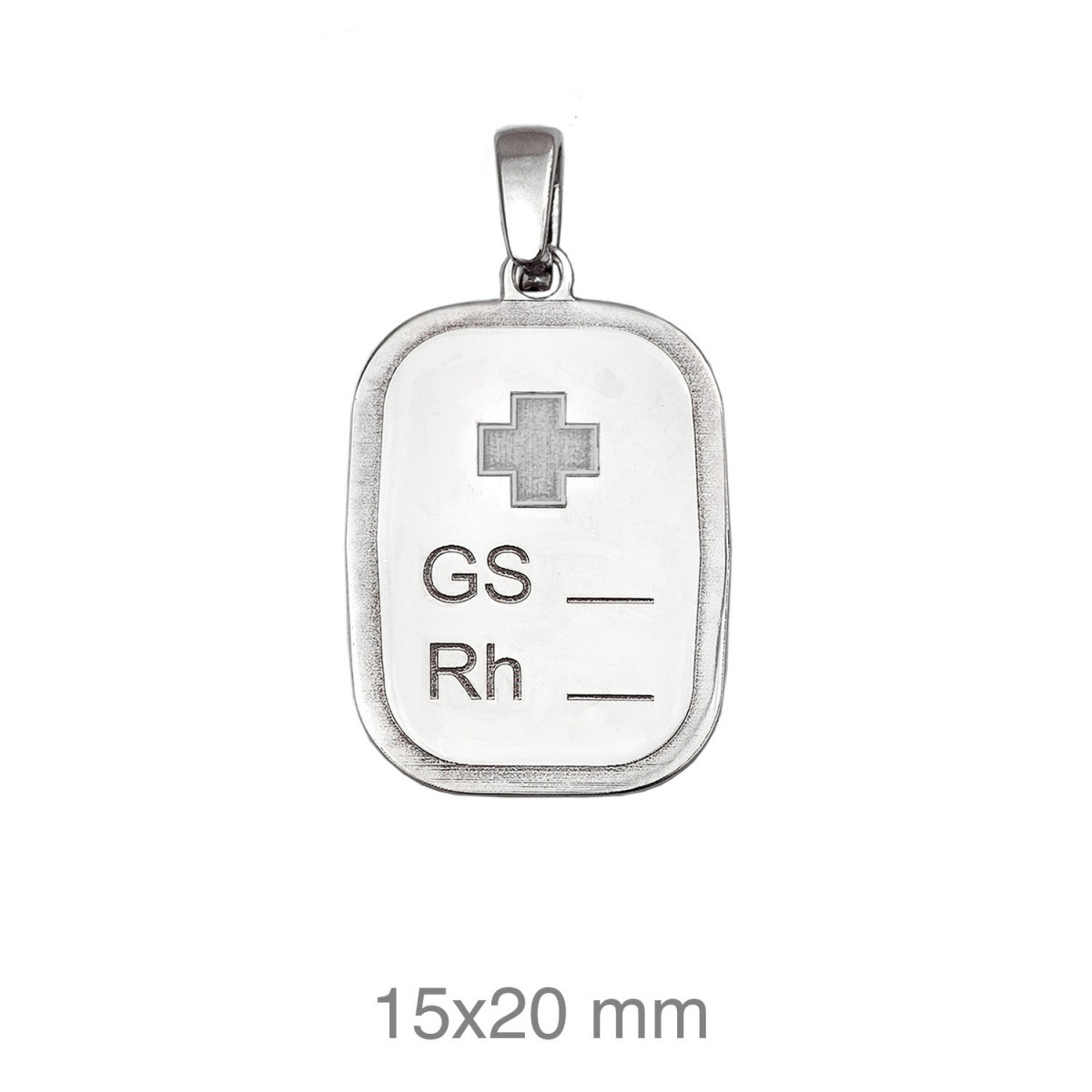 PLACA PLATA GRUPO SANGUINEO RH