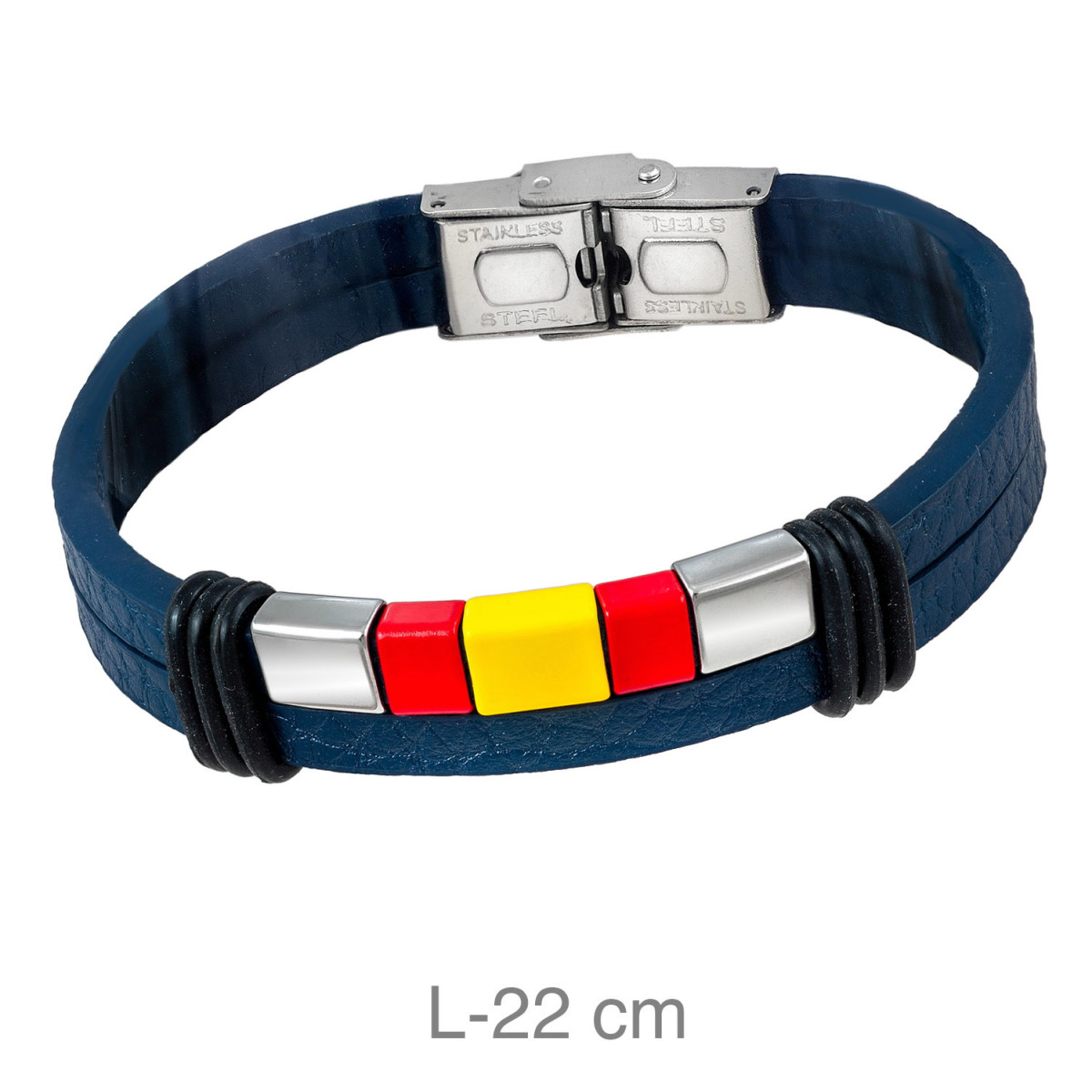PULSERA ACERO ESPAÑA AZUL MARINO