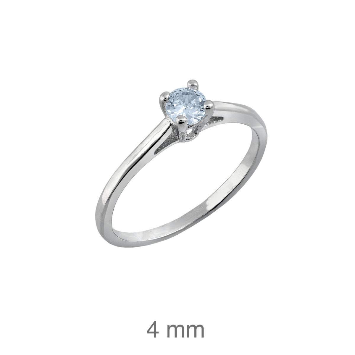 SOLITARIO PLATA AGUAMARINA 4MM