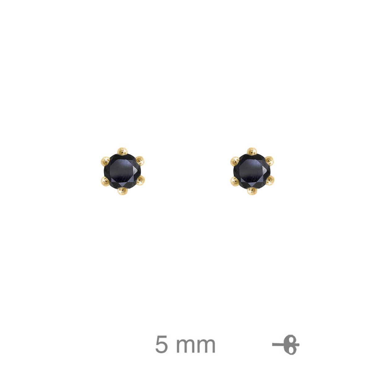 PENDIENTE PLATA B.ORO+e PIEDRA NEGRA 5MM