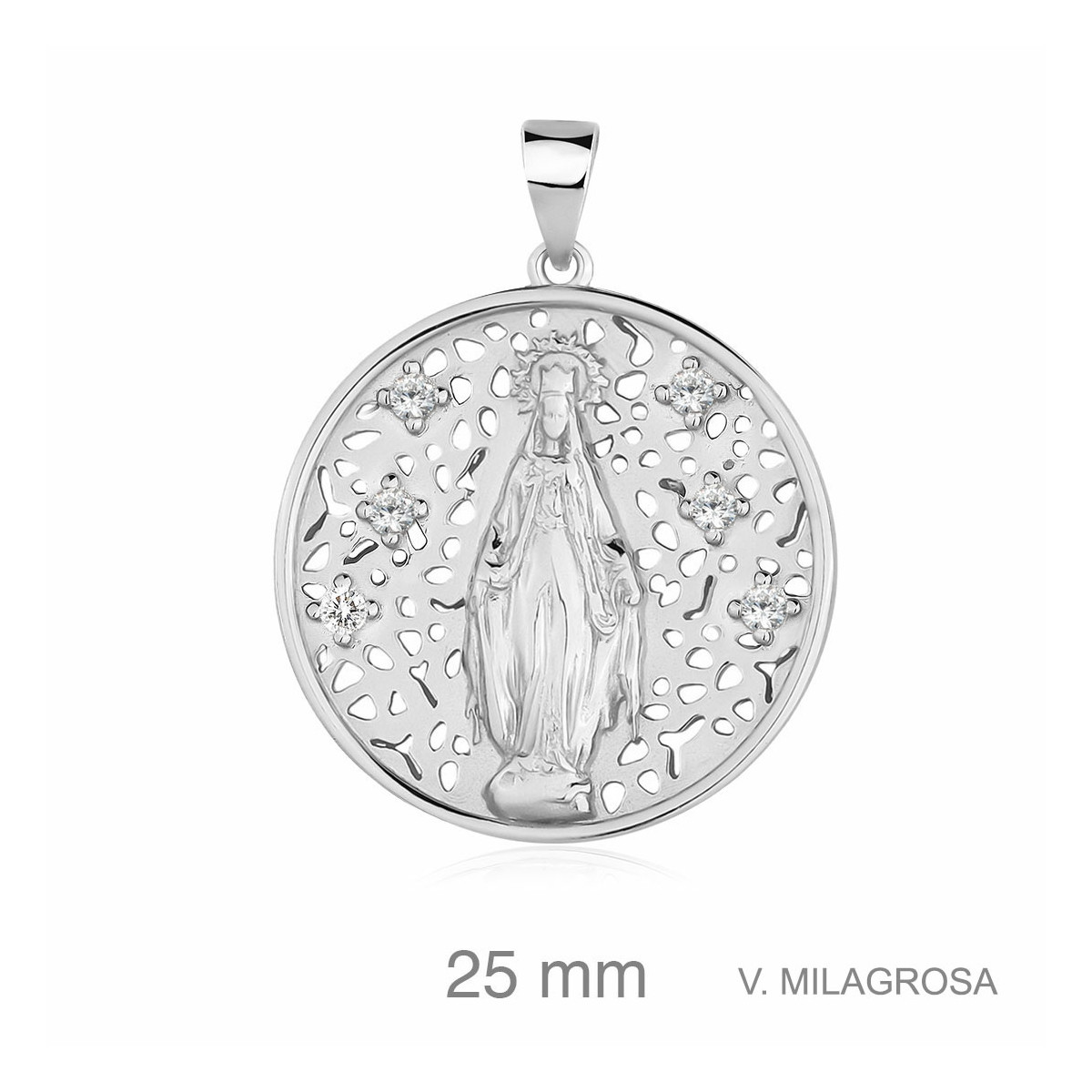 MEDALLA PLATA VIRGEN MILAGROSA 7 ZTAS