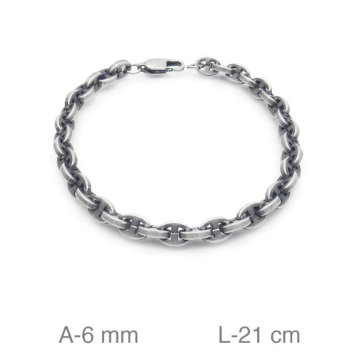 PULSERA ACERO NEGRA 5MM  21CM