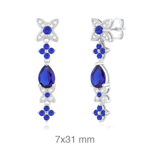 PENDIENTES PLATA CIRCONITAS ZAFIRO PRESION