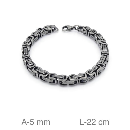 PULSERA ACERO NEGRA 5MM   22CM