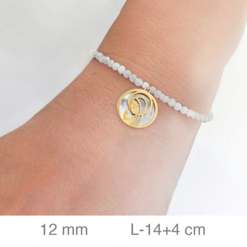 PULSERA PLATA B.ORO+e VIRGEN NACAR PIEDRAS BLANCAS