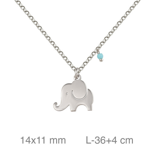 GARGANTILLA PLATA ELEFANTE PIEDRA AZUL