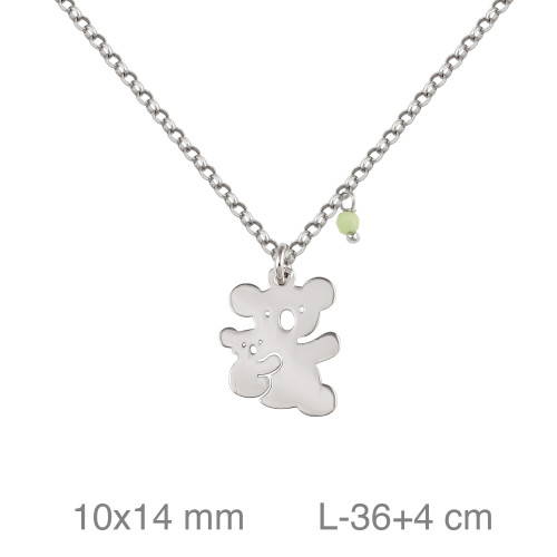GARGANTILLA PLATA KOALA PIEDRA VERDE