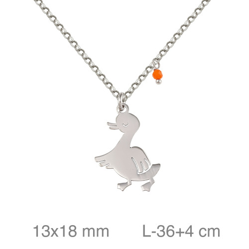 GARGANTILLA PLATA PATO PIEDRA NARANJA