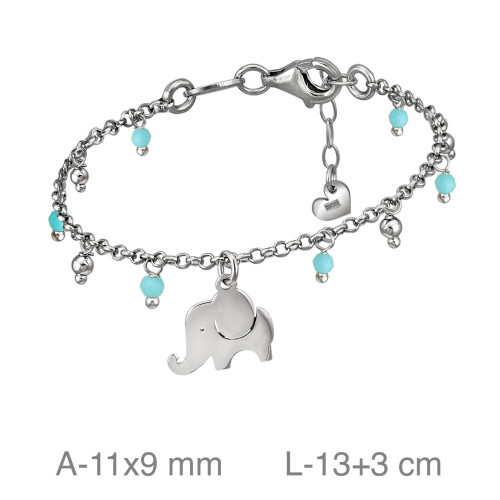 PULSERA PLATA ELEFANTE PIEDRA AZUL