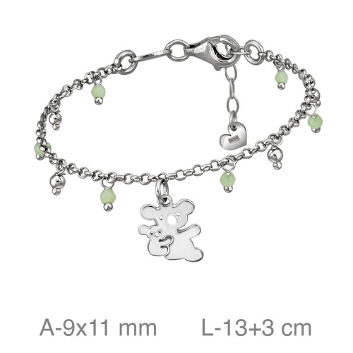 PULSERA PLATA KOALA PIEDRA VERDE