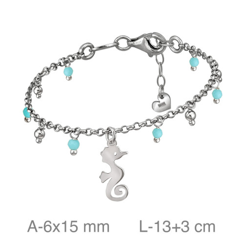 PULSERA PLATA CABALLITO DE MAR PIEDRA AZUL
