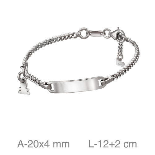 PULSERA PLATA BEBE PLACA OSITO