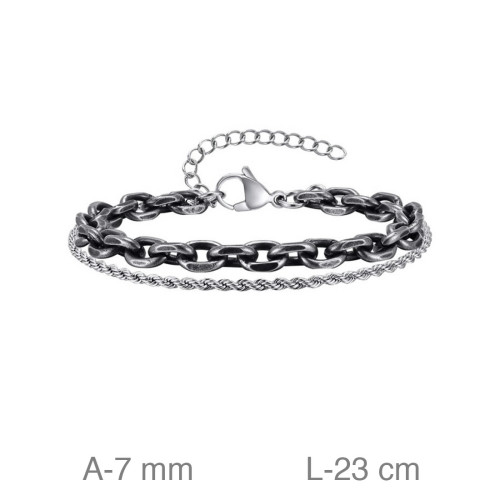PULSERA ACERO NEGRA DOBLE 7MM