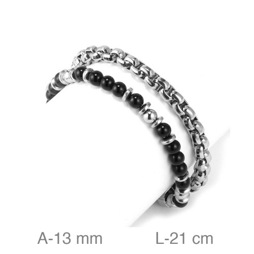 PULSERA ACERO DOBLE BOLITAS 5MM