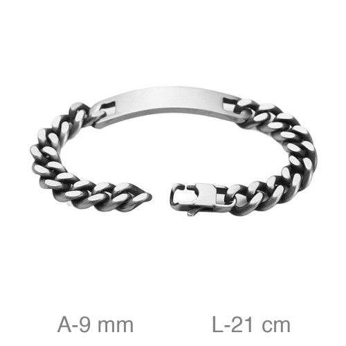 PULSERA ACERO PLACA 9MM