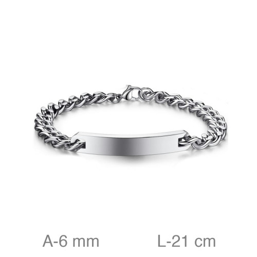 PULSERA ACERO PLACA 6MM