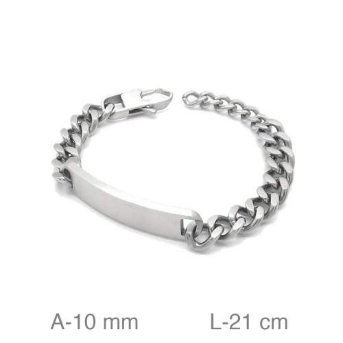 PULSERA ACERO PLACA 10MM