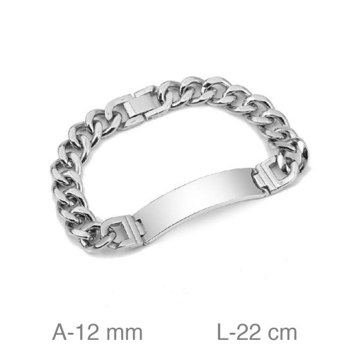 PULSERA ACERO PLACA 12MM