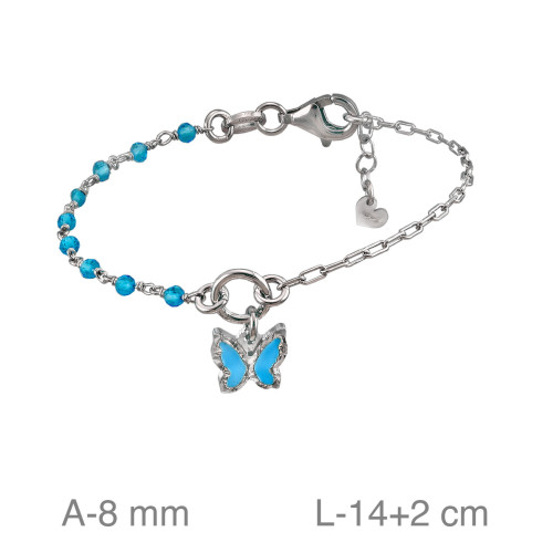 PULSERA PLATA MARIPOSA AZUL ESMALTE PIEDRA AZUL