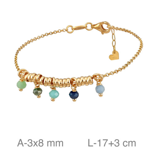 PULSERA PLATA B.ORO PIEDRAS COLOR