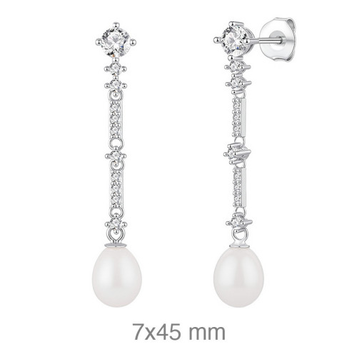 PENDIENTES PLATA CIRCONITAS PERLA NATURAL