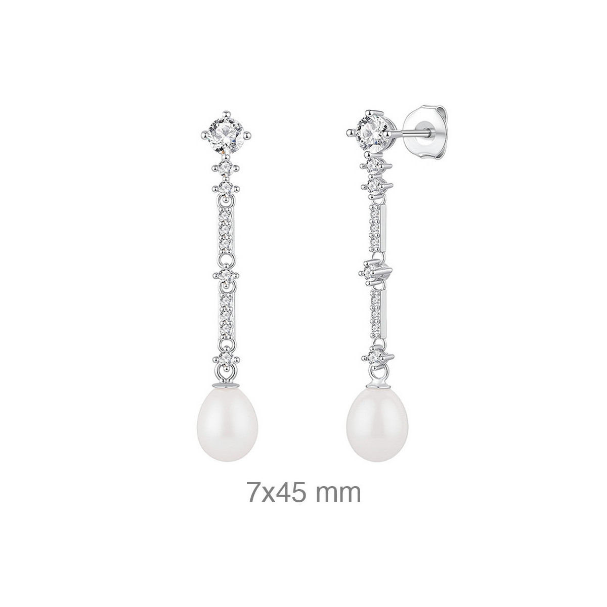 PENDIENTES PLATA CIRCONITAS PERLA NATURAL