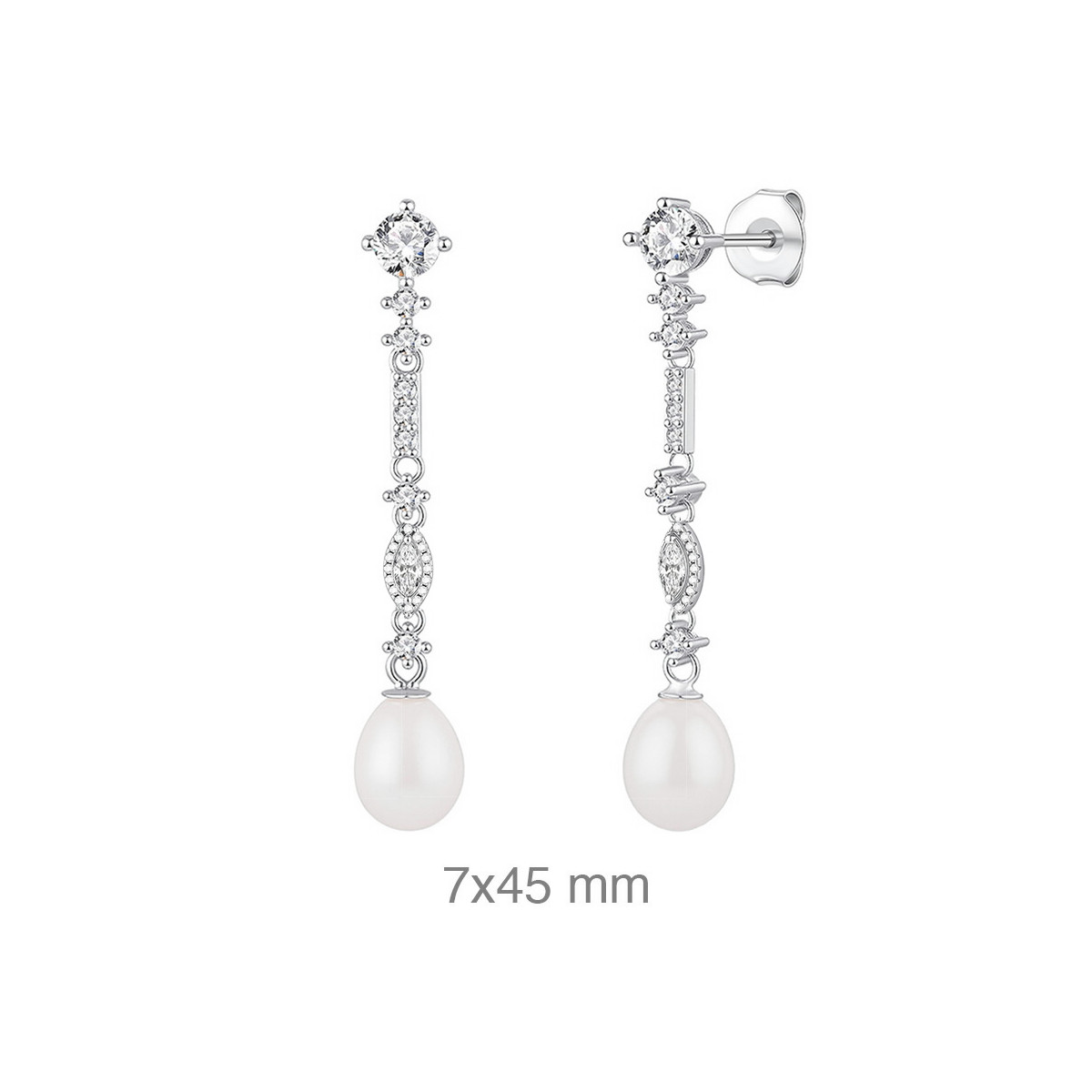 PENDIENTES PLATA CIRCONITAS PERLA NATURAL