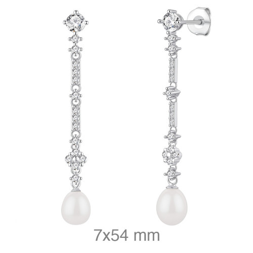 PENDIENTES PLATA CIRCONITAS PERLA NATURAL