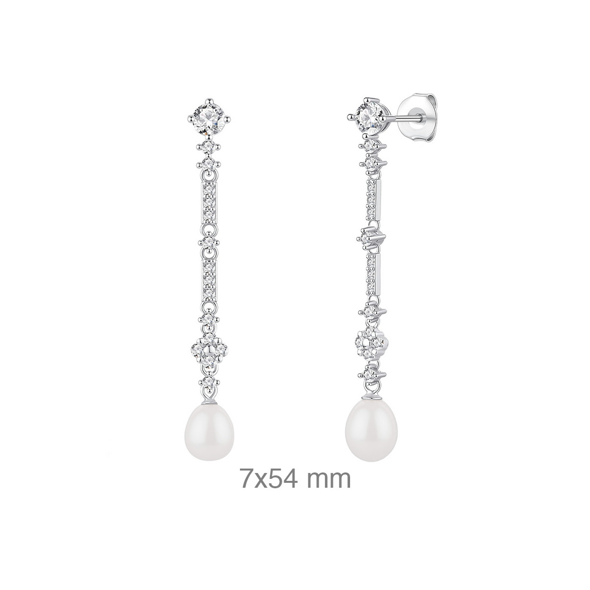 PENDIENTES PLATA CIRCONITAS PERLA NATURAL