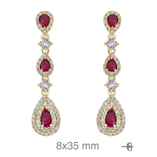 PENDIENTES PLATA B.ORO+e CIRCONITAS RUBI