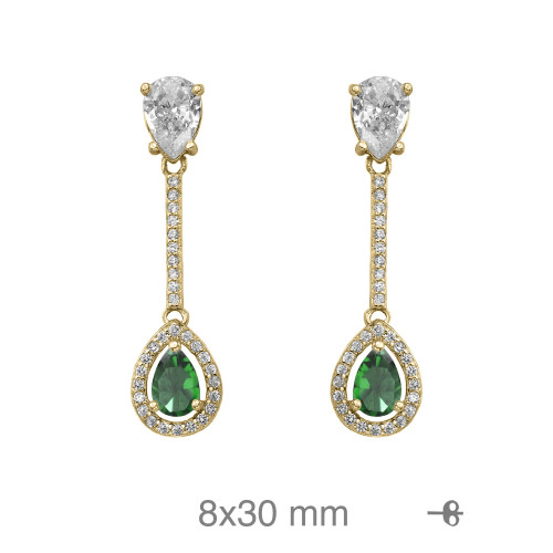 PENDIENTES PLATA B.ORO+e ZTAS ESMERALDA