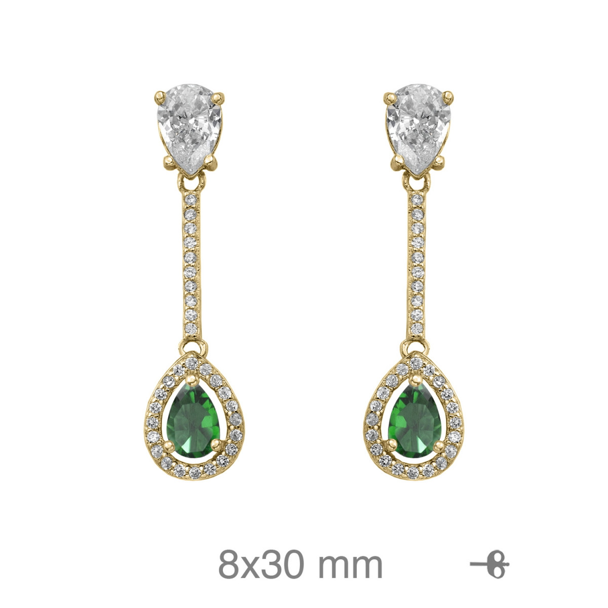 PENDIENTES PLATA B.ORO+e ZTAS ESMERALDA