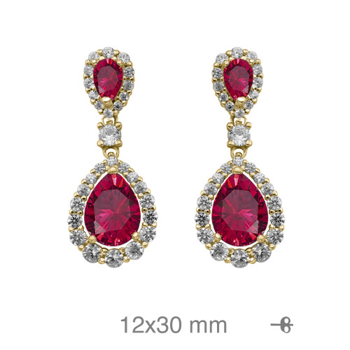 PENDIENTES PLATA B.ORO+e CIRCONITAS RUBI