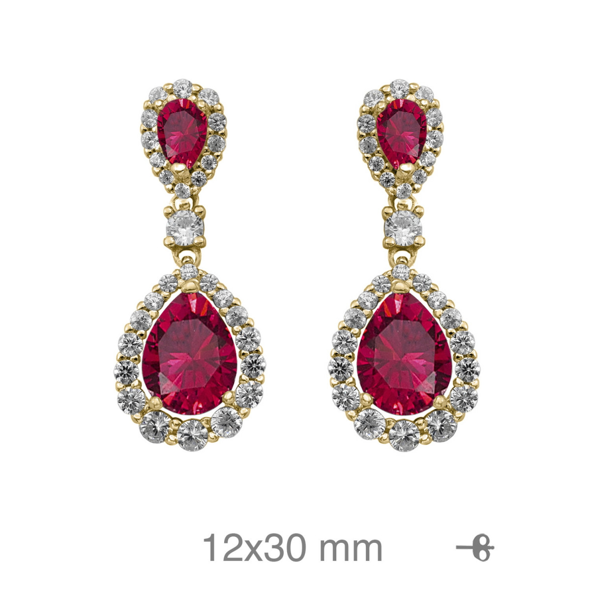 PENDIENTES PLATA B.ORO+e CIRCONITAS RUBI