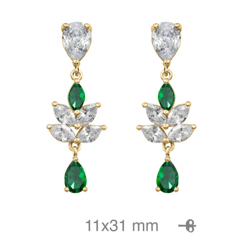 PENDIENTES PLATA B.ORO+e ZTAS ESMERALDA