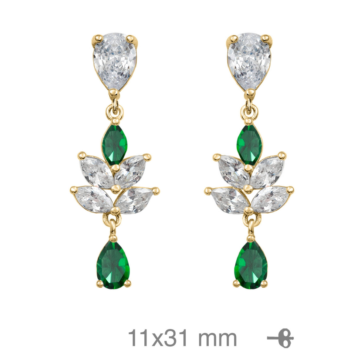 PENDIENTES PLATA B.ORO+e ZTAS ESMERALDA
