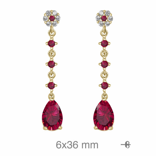 PENDIENTES PLATA B.ORO+e CIRCONITAS RUBI