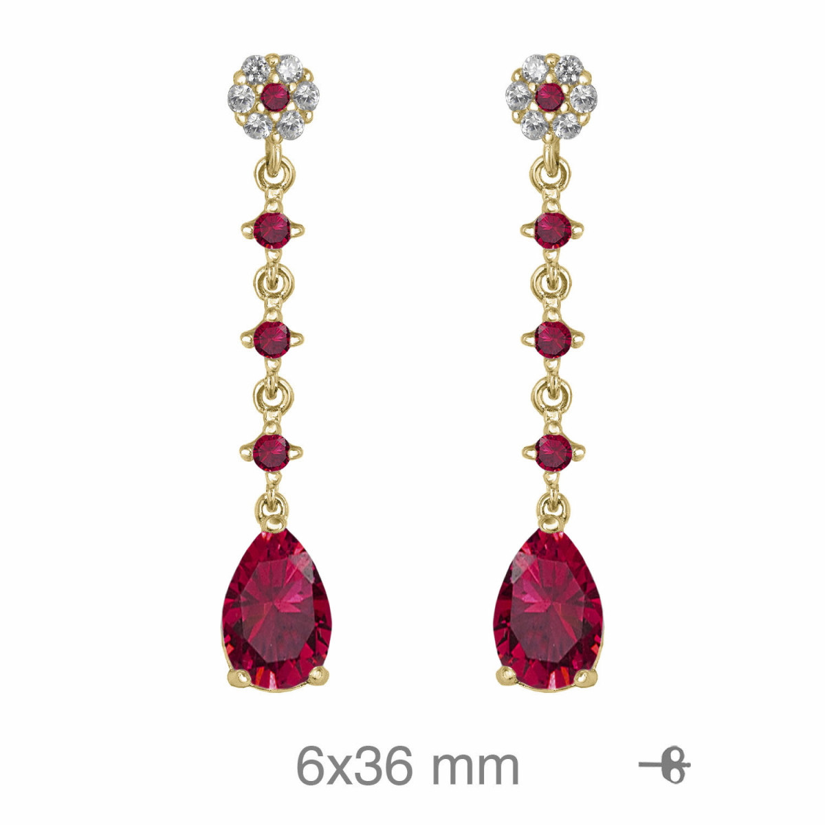 PENDIENTES PLATA B.ORO+e CIRCONITAS RUBI