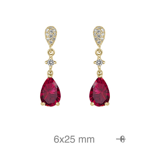 PENDIENTES PLATA B.ORO+e CIRCONITAS RUBI