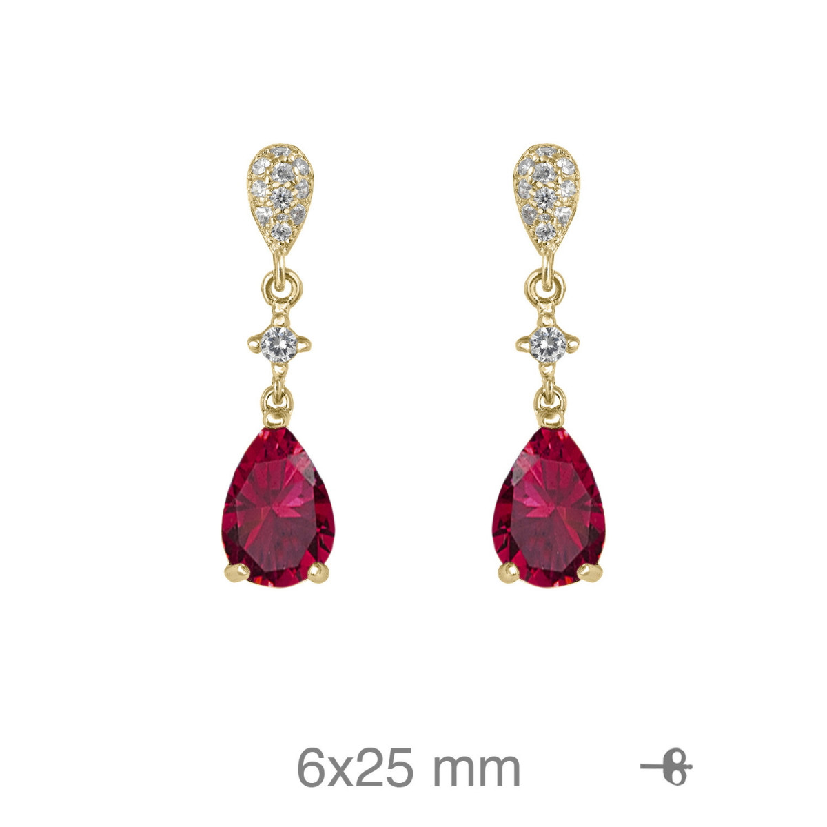 PENDIENTES PLATA B.ORO+e CIRCONITAS RUBI